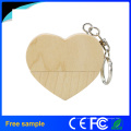 2016 regalo promocional personalizado corazón de madera forma USB 2.0 Pendrive